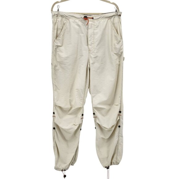 Vintage Structure Mens Medium Carpitrooper Pants Parachute Baggy Ivory Khaki - Picture 1 of 12